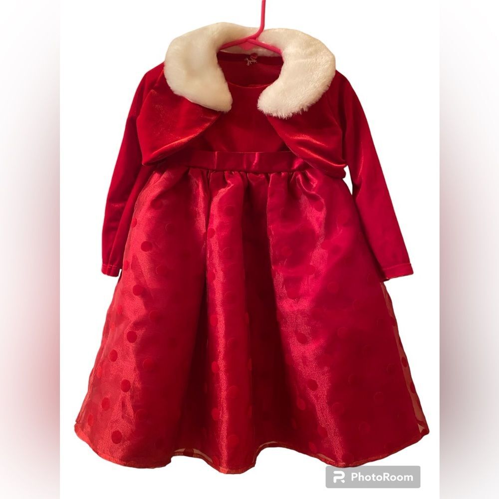 Toddler Girls Youngland Red Dress/Holiday Dress 2 piece size 2T Machine Wash